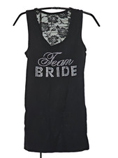 David s Bridal Team Bride Tank Top XL Black Crystal Rhinestones Bachelorette