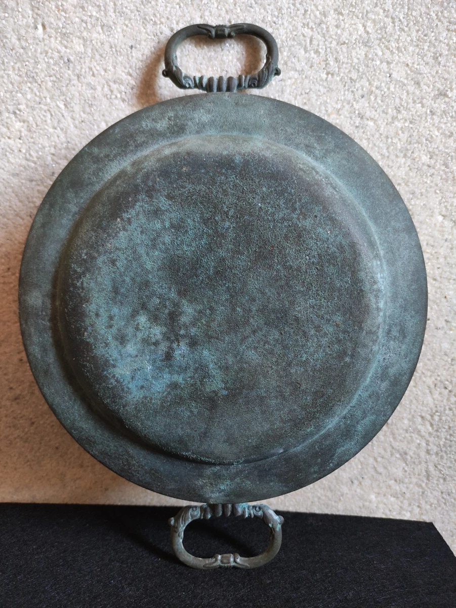 HERCULES vs LION ANCIENT ROMAN BRONZE ENGRAVED DISH MYTHOLOGICAL SCENES 1-2 ct.