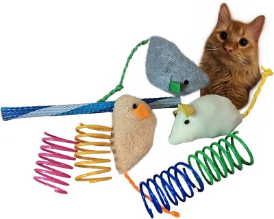 Supawdupaw Cat Toy Pack Bundle Mouse Stick, and Spring Toys