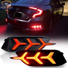 For Honda Civic Sedan 2016-2021 LED Rear Bumper Reflector Tail Lights Brake Lamp