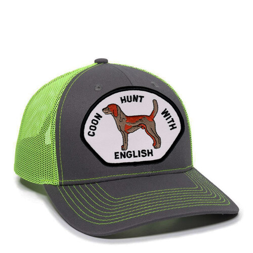Cap Hat Gray Neon Green Coonhound Dog 