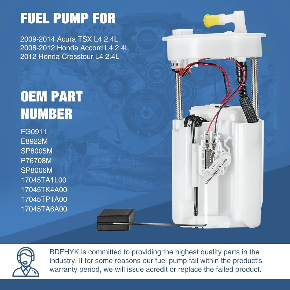 Fuel Pump For Honda Accord Acura TSX 2.4L L4 2008 2009 2010 2011 2012 E8922M Foto 3 de 4