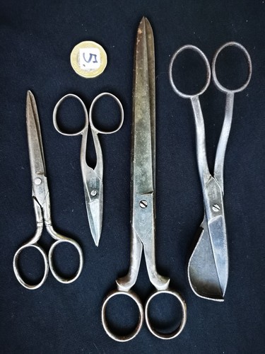 Antique Victorian Edwardian Steel Scissors Harlequin Set x 4 Full Working Order - Picture 7 of 12