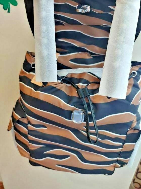 Rebecca Minkoff Bowie Nylon /Leather Backpack Bag Zebra Silver Hardwr