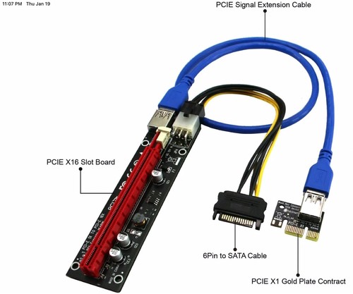 FebSmart PCI-E Riser for Bitcoin-Litecoin ETH-Coin Mining 6 PIN Powered PCIE... - 第 2/6 張圖片