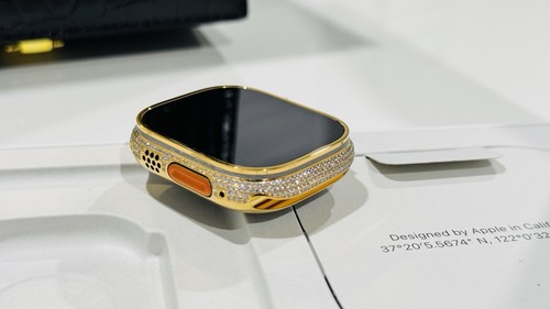 24k Gold Plated Apple Watch ULTRA 2 49mm Zirkon Diamanten Gravur 2x Armbänder - Bild 5 von 22