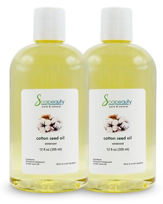 Cottonseed Oil 100% Pure Carrier Oil Skin Hair DIY 24 fl oz(2 x 12 fl oz)
