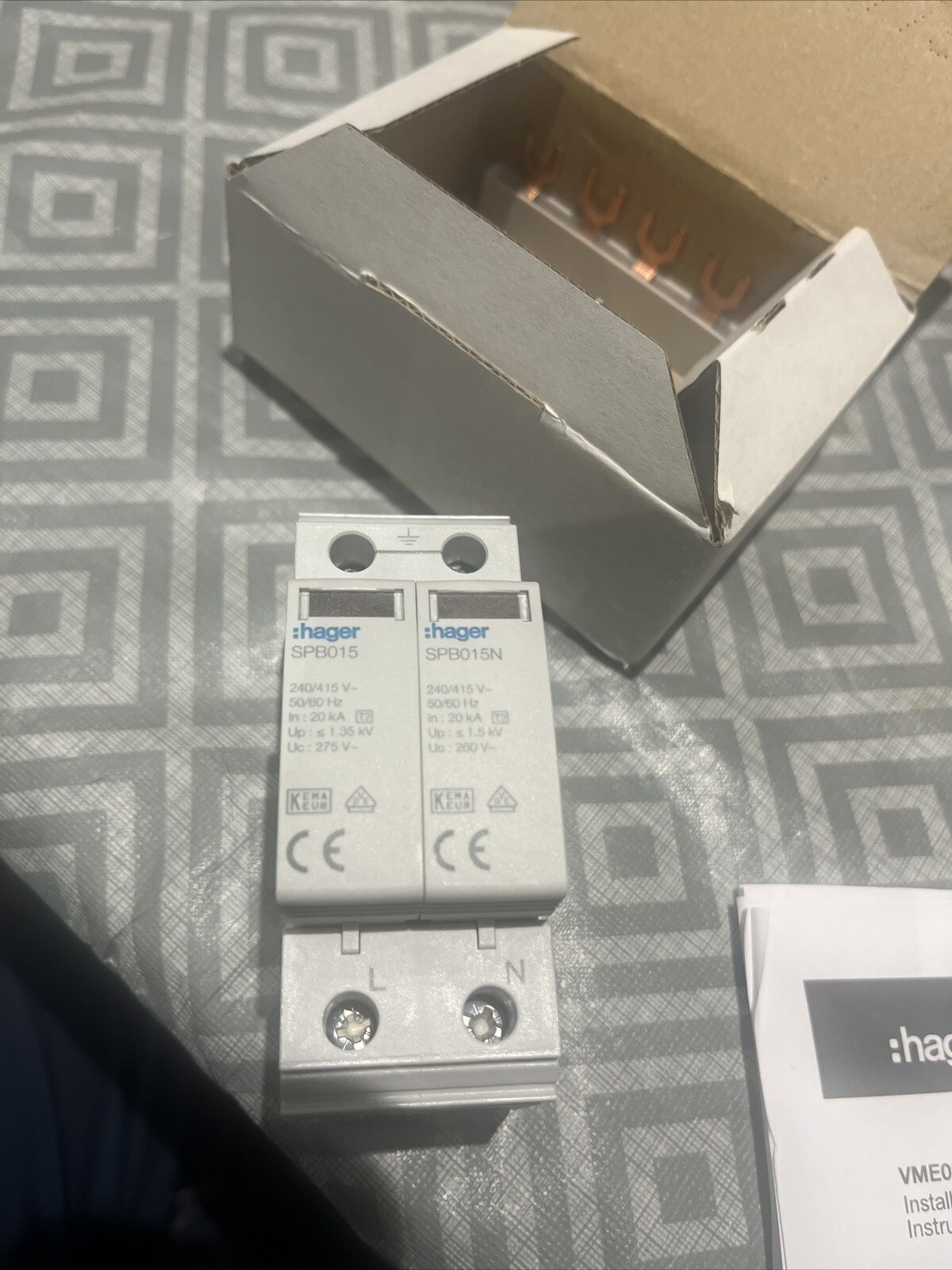 Hager Consumer Unit Surge Protection Kit Type 2 15kA 2 Module VME02SPD