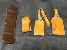 Set etichette nome e cintura di ricambio originali usate LOUIS VUITTON in pelle - g1011 -