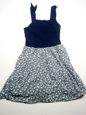 GAP Kids Summer Tank Top Dress Blue With Floral Print And Straps w/ Bows Size XL