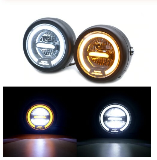 Faro LED Moto 7 Pollici Con Staffa – Per Cafe Racer, Bobber, Chopper, V Rod, CB – Stile B