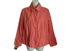 Chico's 1 Jacket Shirt Coral Ruffled Button Down Lightweight