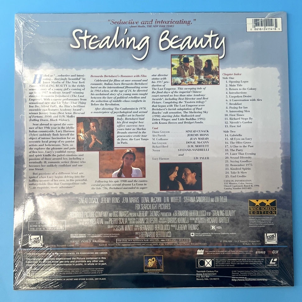 Stealing Beauty Laserdisc Widescreen 1996 Liv Tyler Jeremy Irons NEW SEALED - Image 2 of 2