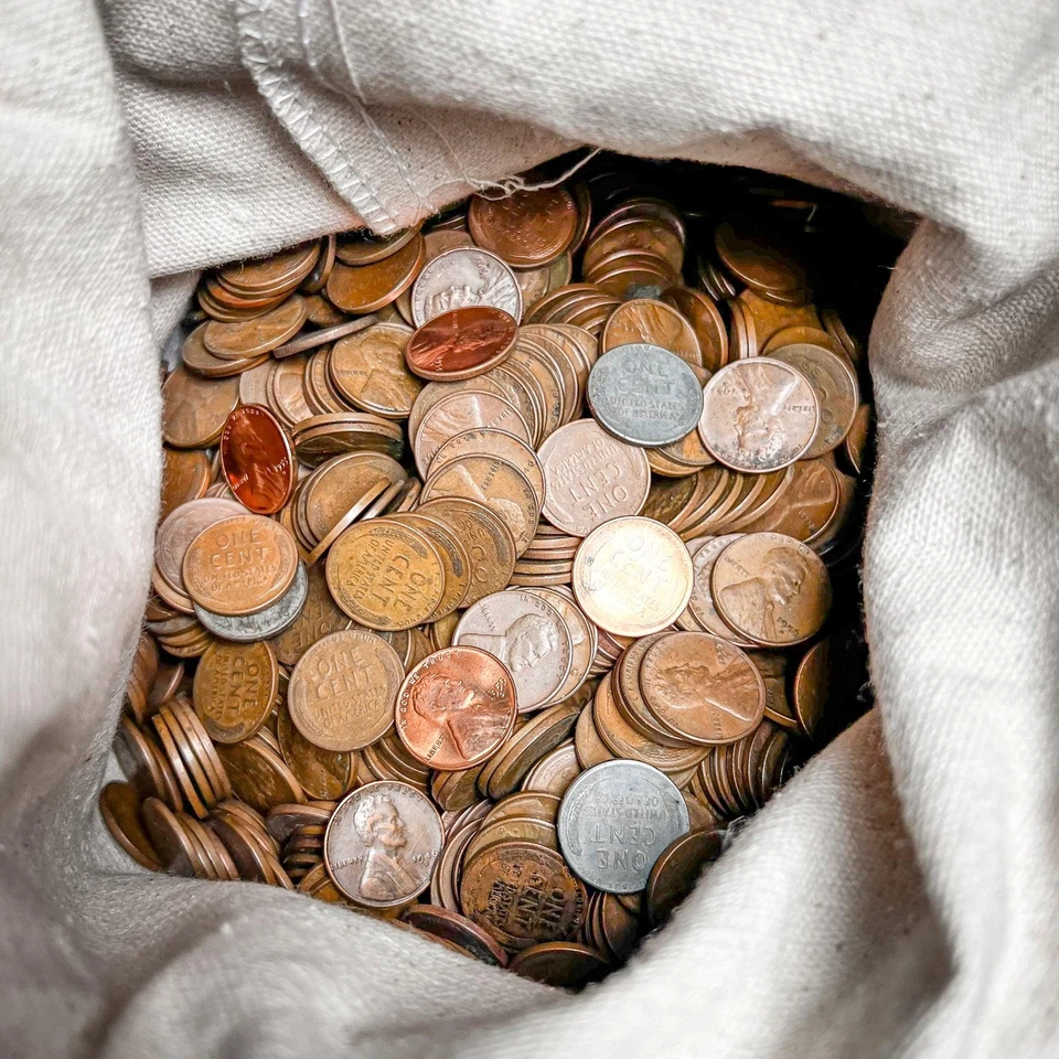 Bolsa de 1000 centavos de trigo 1940-1958 (7 libras) | Centavos de trigo verdaderamente sin buscar Foto 2 de 4