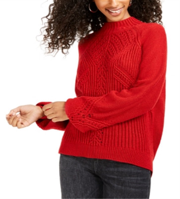 American Rag Junior's Balloon Sleeve Sweater Red Size Large
