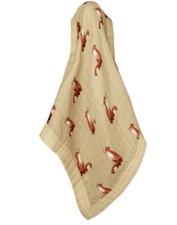 Milkbarn Baby Lovey Security Blanket Brown FOX Rayon Bamboo 2 Layer Unisex New