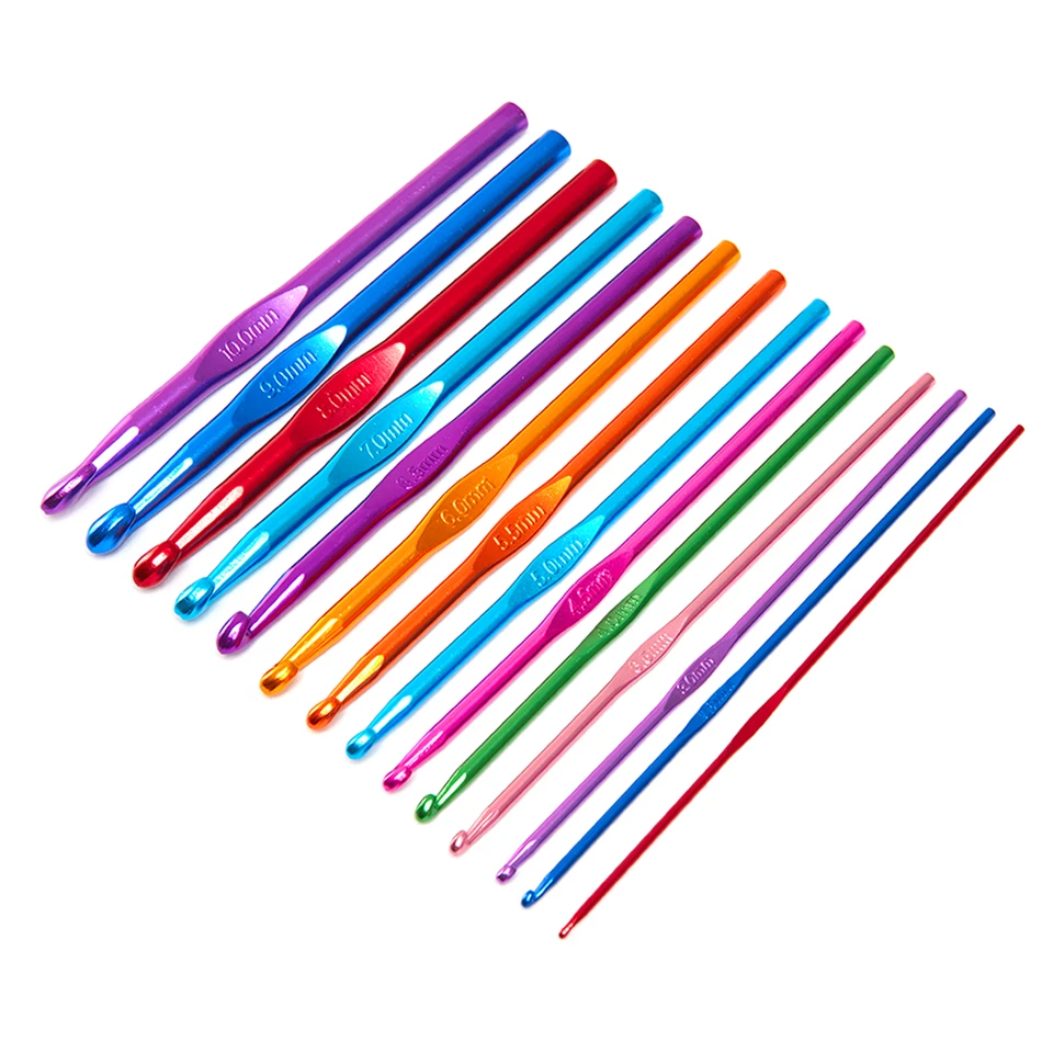 15 SET MULTI COLOURED ALUMINIUM CROCHET HOOKS YARN KNITTING NEEDLES SET 2MM-10MM - Image 2 of 4