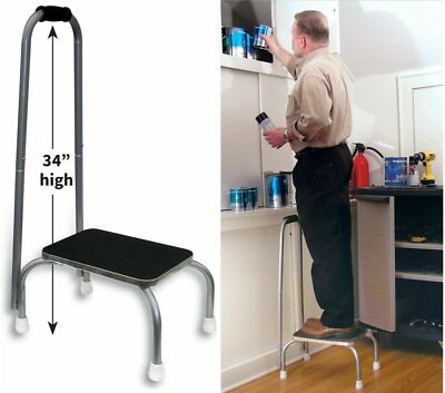Medical Heavy Duty Step Foot Stool Steel With Handle Non Slip Rubber Platform