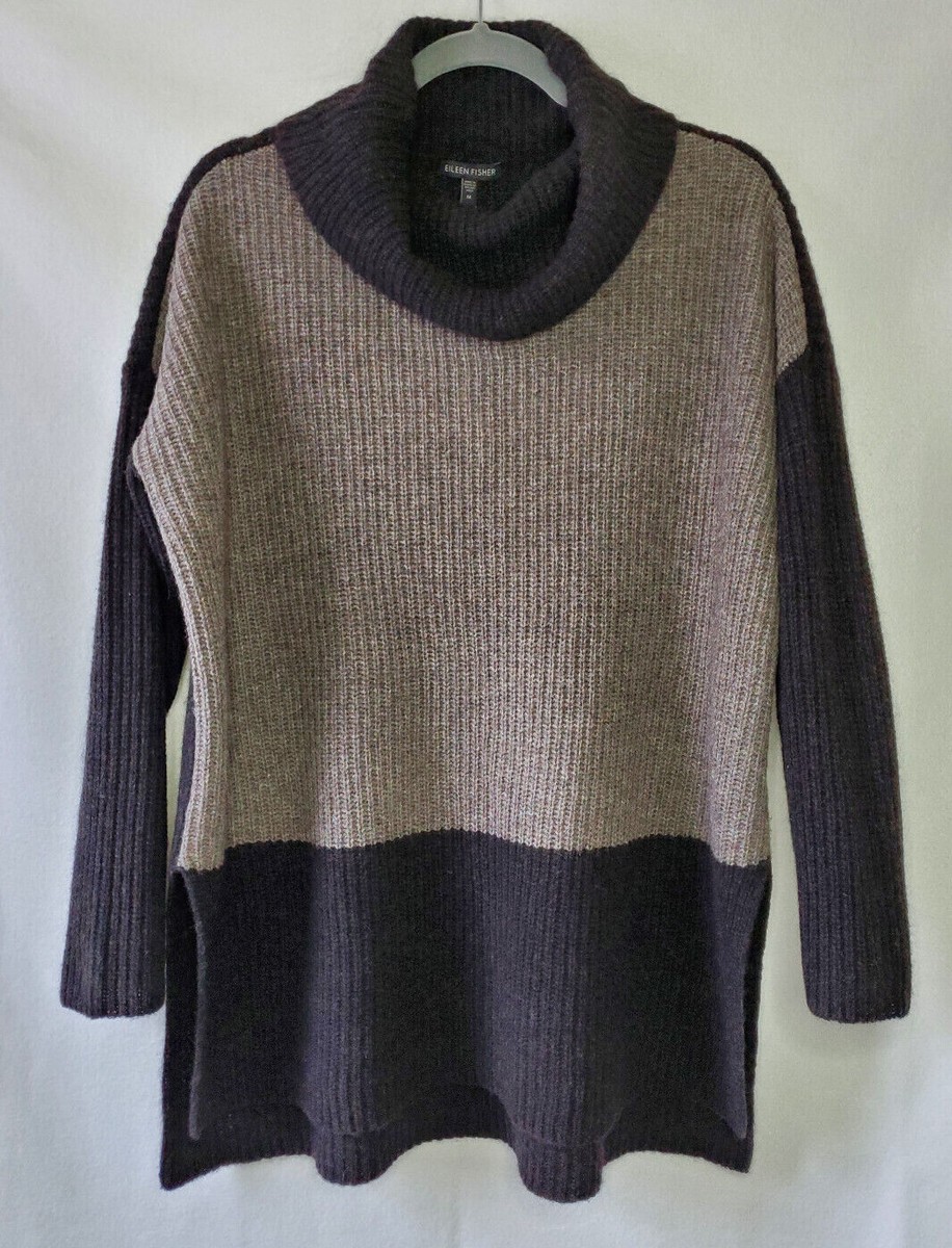Eileen Fisher Oversized Cowl Neck Split Hem Yak Wool Sweater