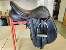 Cliff Barnsby Saddle 17in D-D 8in Black Leather and Sprenger Stirrups (HAP)
