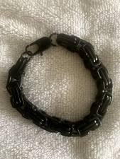 9 in. Stainless Steel Black Byzantine Chain Bracelet