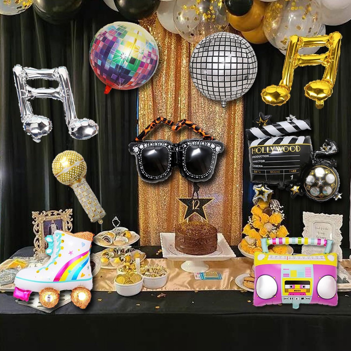 20 Stück Musiknoten-Folienballons – Schwarz, Für Geburtstag & Musik-Party, Einzeln & Doppelt, Mit Helium Füllbar