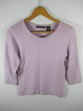 Vintage 90s Tomfoolery Angora Blend Sweater Women M Purple 3/4 Sleeve Fuzzy