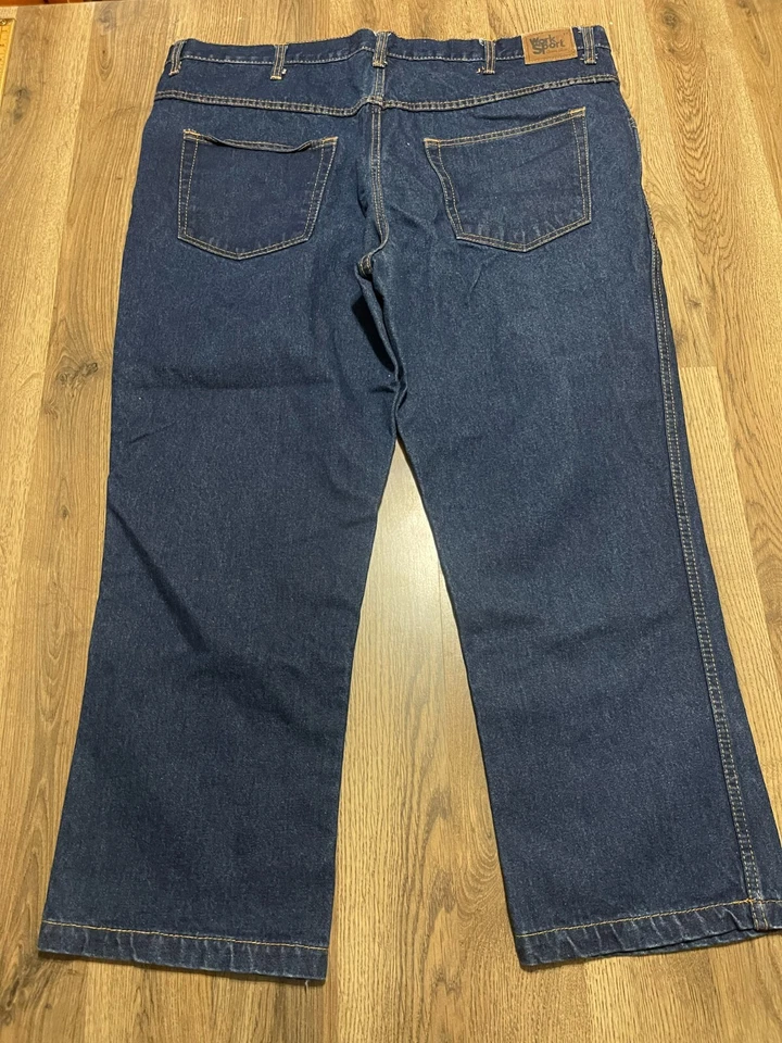 Work n' спортивные джинсы, мужской размер 46 x 28, синий, джинсовой ткани, прямые штанины, 5 карманов - Изображение 2 из 4