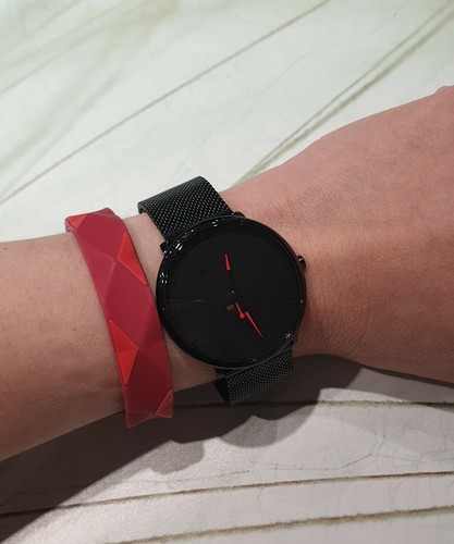 Montre en Quartz Infije Noir Mamba en Acier Total Noir - Rouge - Photo 4 sur 9