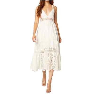 Misa Los Angeles Allegra White Cotton Eyelet Embroidered Midi Dress XL NWOT