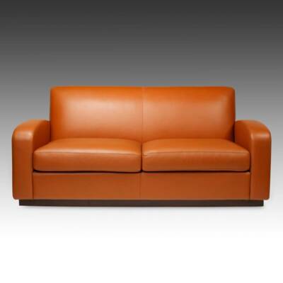 CONTEMPORARY MODERN SMALL LEATHER FOUR SEAT SOFA COUCH LIVING ROOM FURNITURE 