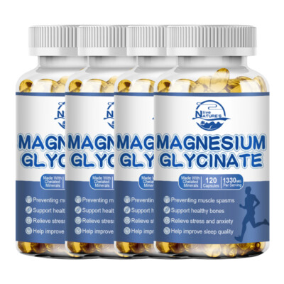 Magnesium Glycinate 1330mg 120 Capsules for Calm, Stress, Sleep, Leg Cramp,Heart