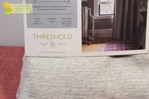 Threshold Ashville Blackout Rod Pocket Curtain Panel 50x84" Gray* - Picture 3 of 5