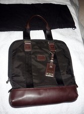 Tumi Laptop Black Brown Leather Tote Bag Tall Briefcase Dust Work Luggage Travel