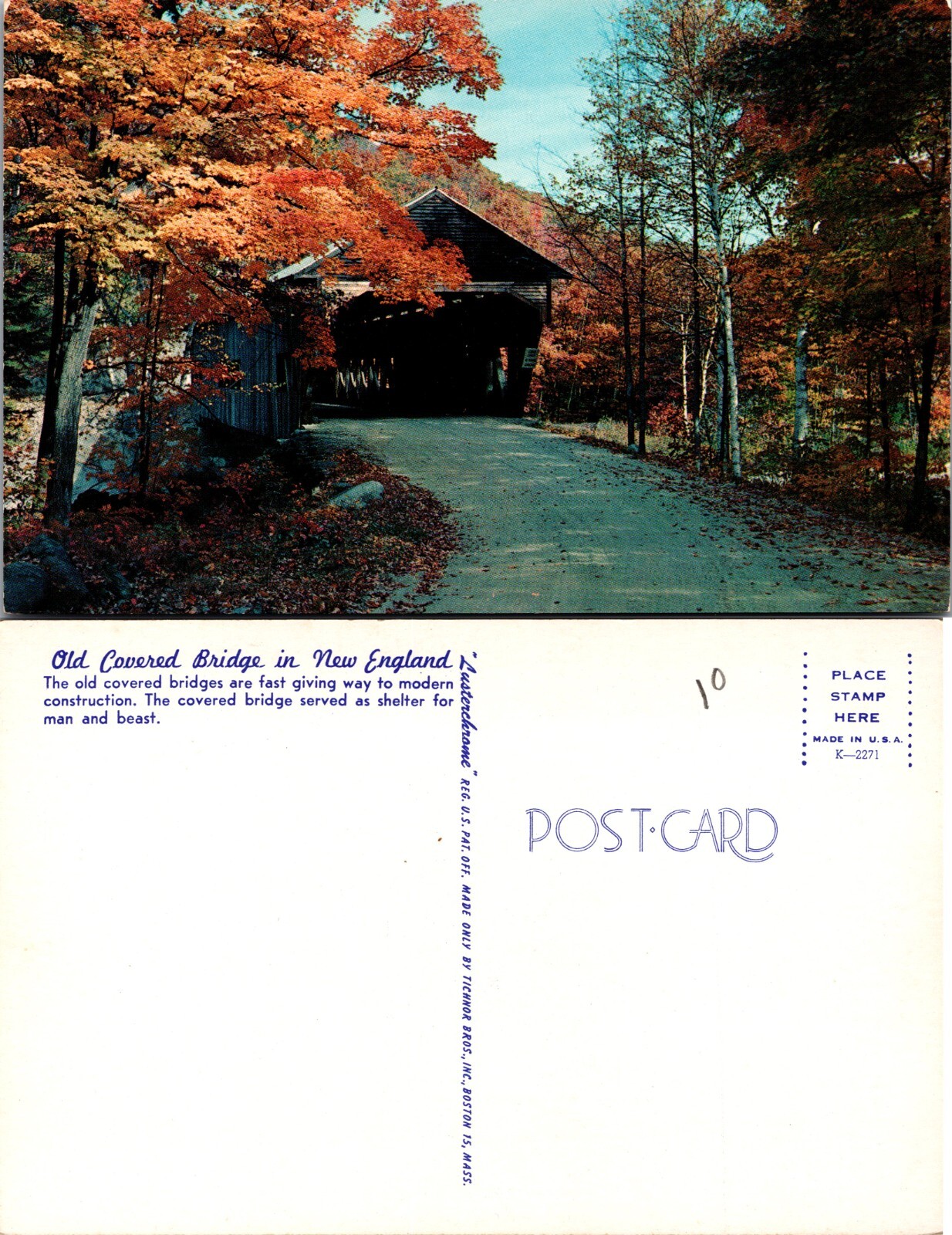 Edge Simple Bridge Old Covered Bridge Autumn Scene New England Postcard | eBay