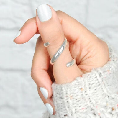 Handmade 925 Sterling Silver Ring Adjustable Splint Knuckle Ring