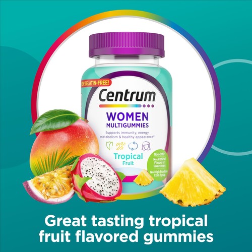 Centrum Women's Multivitamin Gummies Tropical Fruit NATURAL Flavors 100ct - Picture 7 of 9