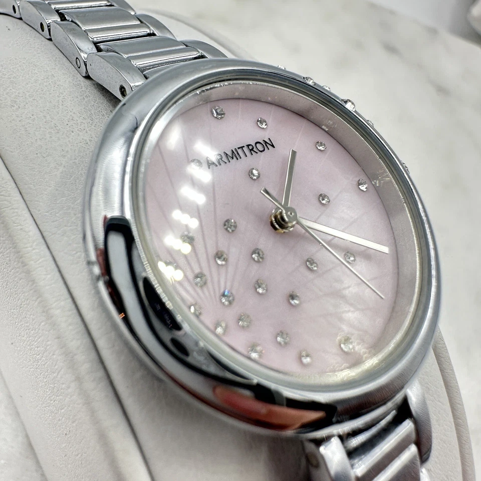 Reloj Mujer Armitron Y121E/3, Esfera Rosa, Cristales, Tono Plateado, Batería Nueva Foto 3 de 4