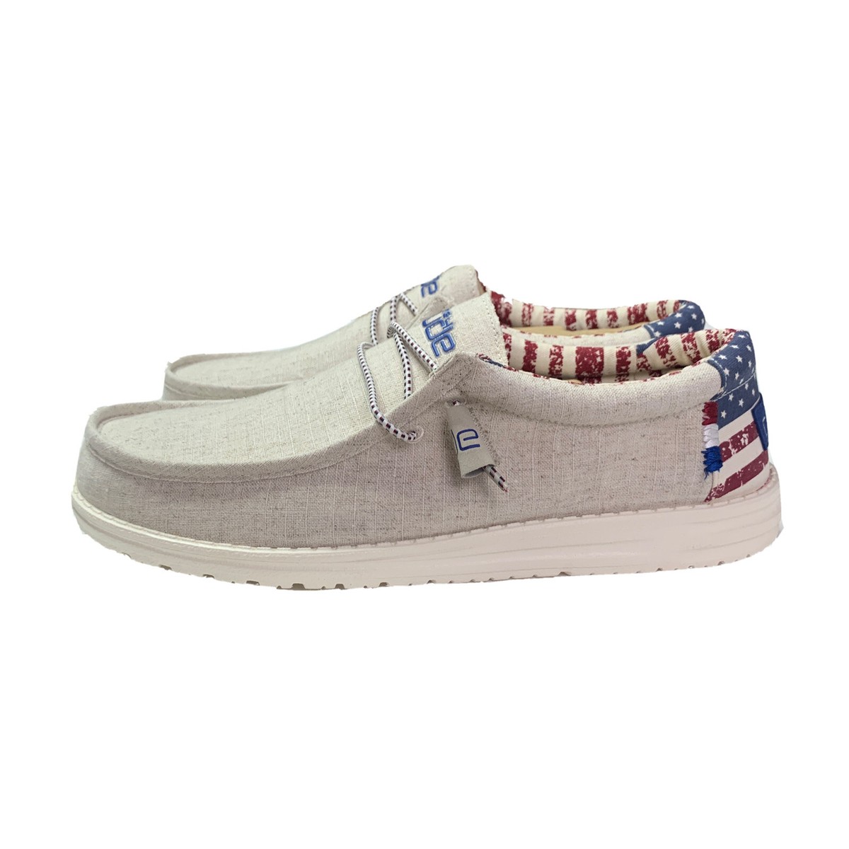 Hey Dude Wally Off White Patriotic Size 12 Flag Dudes New  display picture 1