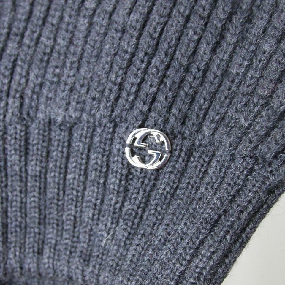 GUCCI★素敵!Wool Beanie Hat w/Interclocking G NEW Gucci Wool Beanie Hat w/Interclocking G w/Tag Gray/Black