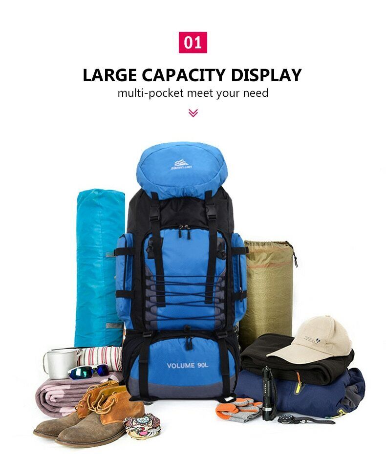  XIAOQIU - Mochila de senderismo resistente al agua de 50 litros,  gran capacidad, mochila de viaje ligera para acampar para mujeres y hombres  : Deportes y Actividades al Aire Libre