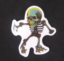Colorful Crazy Cool Creepy Evil Skeleton Sticker 2.5" x 2.25" T
