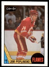 1987-88 O-Pee-Chee hockey Jim Peplinski . Calgary Flames #209