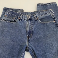 Levis 505 Jeans Men's 33X29 (ACT32x31.5) Blue Denim Regular Fit Straight Stretch