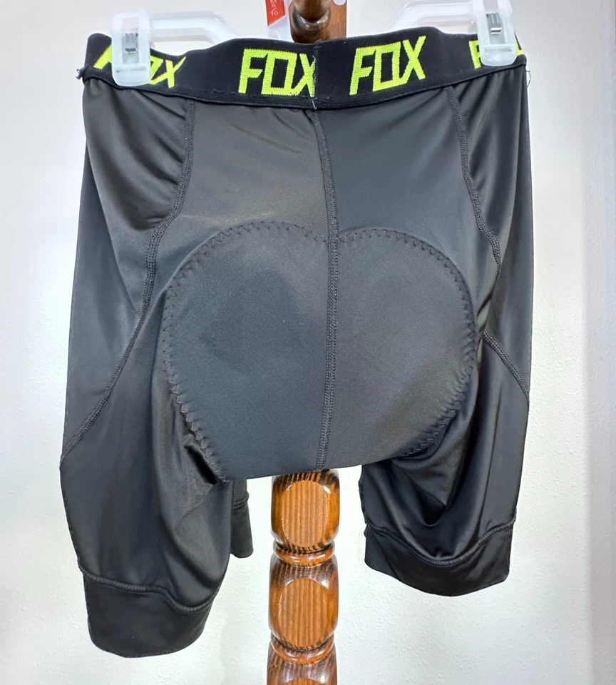 Pantalones cortos de ciclismo acolchados Fox Racing para hombre talla 34 negros con gamuza azul Foto 2 de 4