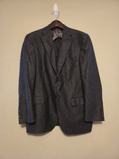 Hart Schaffner Marx Sport Coat 46R Gray Birdseye USA Half Lined