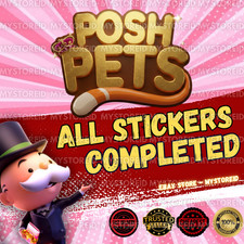 Monopoly Sticker Go Card - POSH PETS ALBUM - ALL COMPLETED - Instant Send