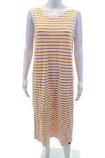 Kule Womens Cotton Striped Scoop Neck Sleeveless Maxi Dress Orange Size M