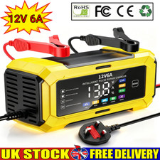 12V 6A Car Battery Charger Fast Charger Automatic Smart Pulse Repair AGM/GEL UK