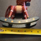 Wooden Miniature Rocking Horse Toy, Brown w/ Yarn Mane & Tail, Green Base — photo 7